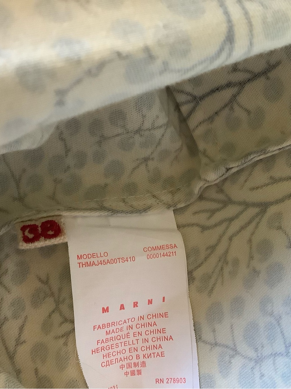Marni Cream Dress with Black Botanical Print - Short Sleeve Peplum Mini - Picture 8 of 8